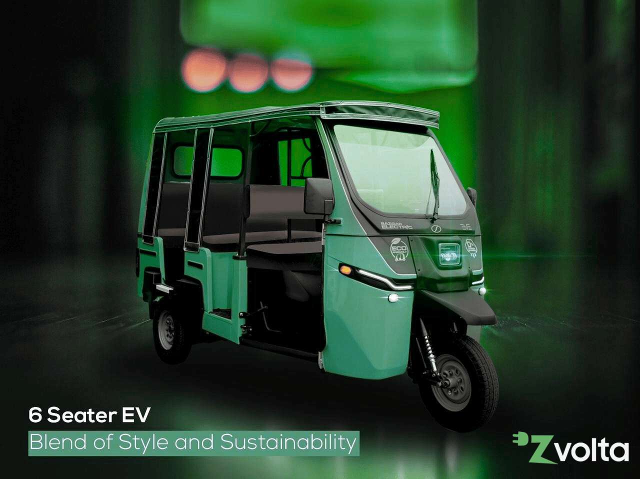 Happy ZVolta driver with an electric rickshaw